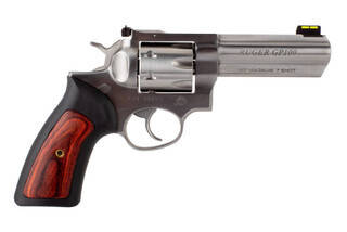 Ruger GP100 Standard .357 Magnum 7-Round Revolver - Stainless - Engraved Wood - 4.2"